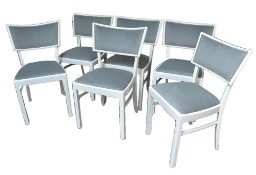 Białe krzesła z lat 30 XX wieku, po renowacji, 6 krzeseł, dostawa.