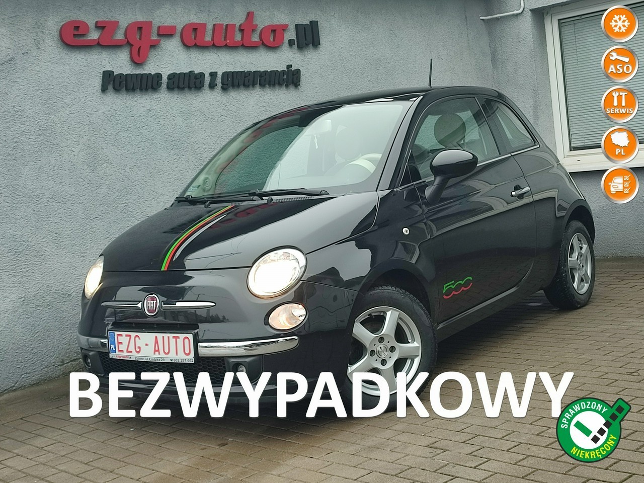 Fiat 500 bezwypadkowy panorama serwis Gwarancja