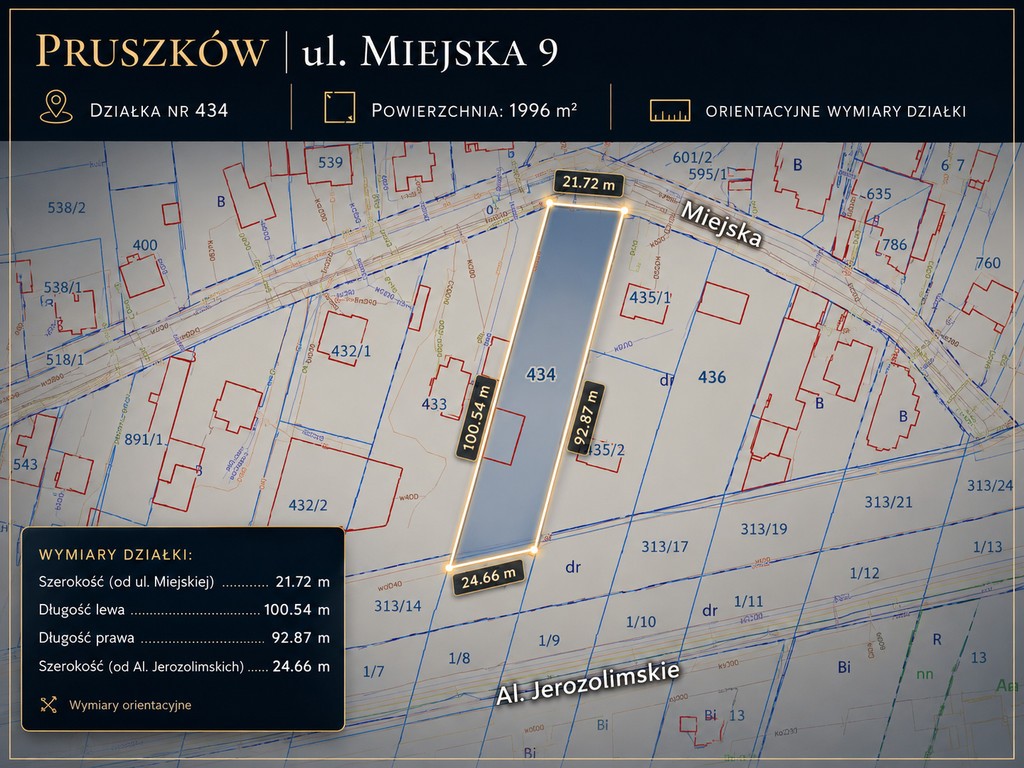 Działka inwestycyjna Pruszków, ul. Miejska 9 | ok. 1996 m² | 2 projekty WZ - Mehr