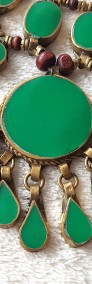 Orientalna biżuteria zielona komplet kolia kolczyki etno boho hippie bohemian -3