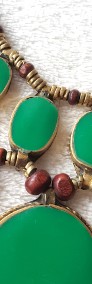 Orientalna biżuteria zielona komplet kolia kolczyki etno boho hippie bohemian -4