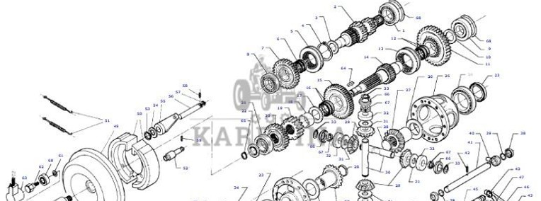 Massey Fergusson MF 30 32 - wałek zębaty skrzyni biegów D46174000-1