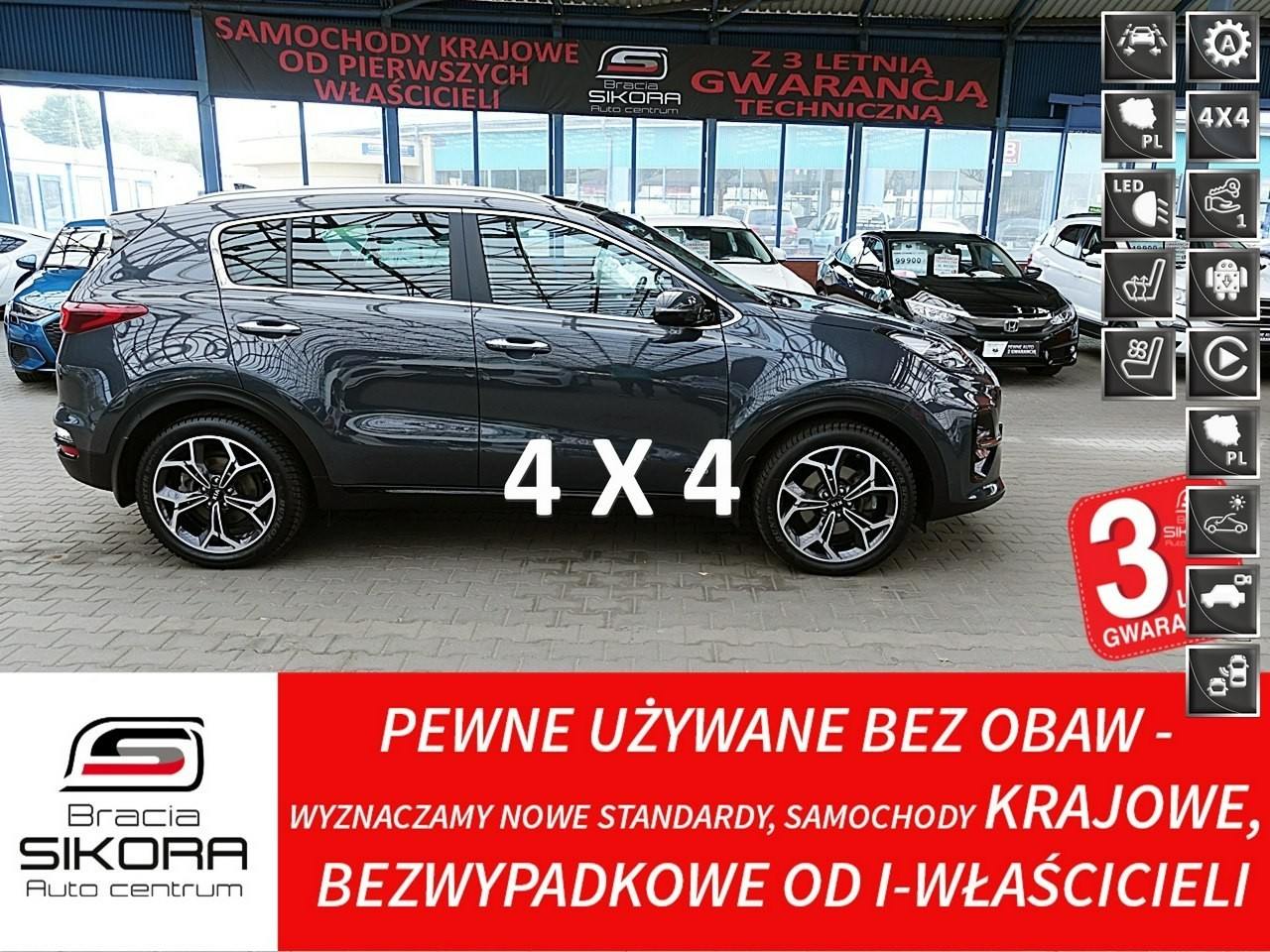 Kia Sportage IV GT Line 4x4 MAX OPCJA!!! EL.Dach Fabryczna Gwar. 1WŁ Kraj Bezwyp F23