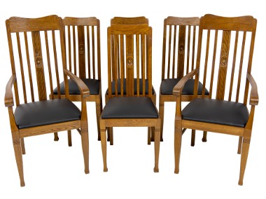 Secesja krzesła 4 + 2 fotele secesyjne repliki dębowe nowe-1