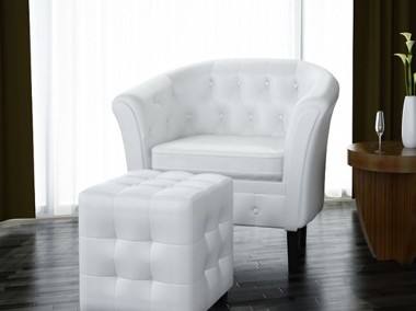 vidaXL Fotel z podnóżkiem, biały, sztuczna skóra 60711-1