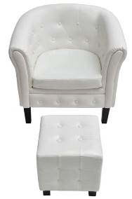 vidaXL Fotel z podnóżkiem, biały, sztuczna skóra 60711-2