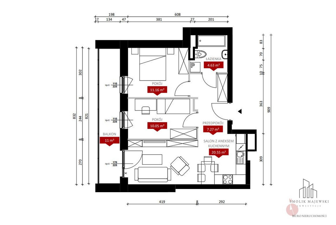 3 pokoje/ duży balkon/ w Centrum Miasta!