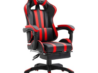 vidaXL Fotel dla gracza z podnóżkiem, czerwony, sztuczna skóra20217-1