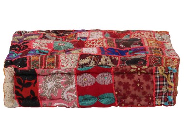 vidaXL Kwadratowy puf patchworkowy, bawełna, 50x50x12 cm, czerwony246575-1