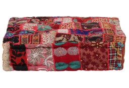 vidaXL Kwadratowy puf patchworkowy, bawełna, 50x50x12 cm, czerwony246575