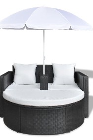 Rattanowa sofa z parasolem (Czarna) 40735-2