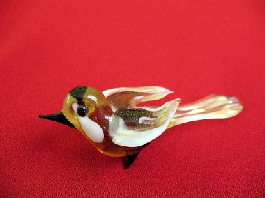 Ptak - malutki wróbel - figurka ze szkła w stylu Murano - 3 x 5,5 x 2,5 cm-1