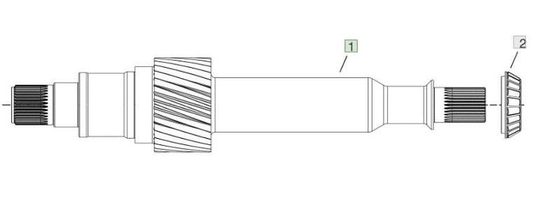 John Deere 9620 DF500 - skrzynia biegów - wał wałek zębaty YZ502098-1
