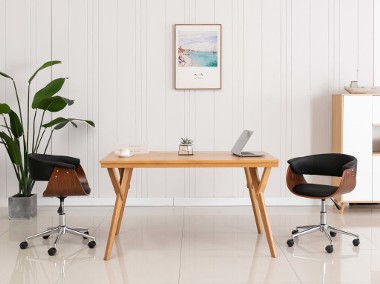 vidaXL Obrotowe krzesło biurowe, czarne, gięte drewno i sztuczna skóra3054830-1