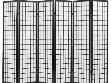 vidaXL Składany prawan 6-panelowy w stylu japońskim, 240x170, czarny 245900-1