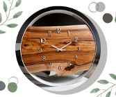 Biały, nowoczesny zegar ścienny + drewno 50 cm (handmade)