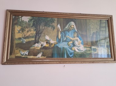 Obraz religijny duży „Maryja z małym Jezusem i gołębiami”, do sprzedania-1