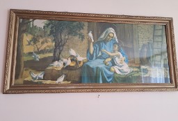 Obraz religijny duży „Maryja z małym Jezusem i gołębiami”, do sprzedania
