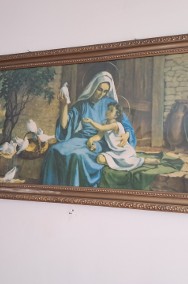 Obraz religijny duży „Maryja z małym Jezusem i gołębiami”, do sprzedania-3
