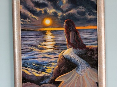 SYRENA zachód słońca fantasy obraz olejny 47,5x67-1