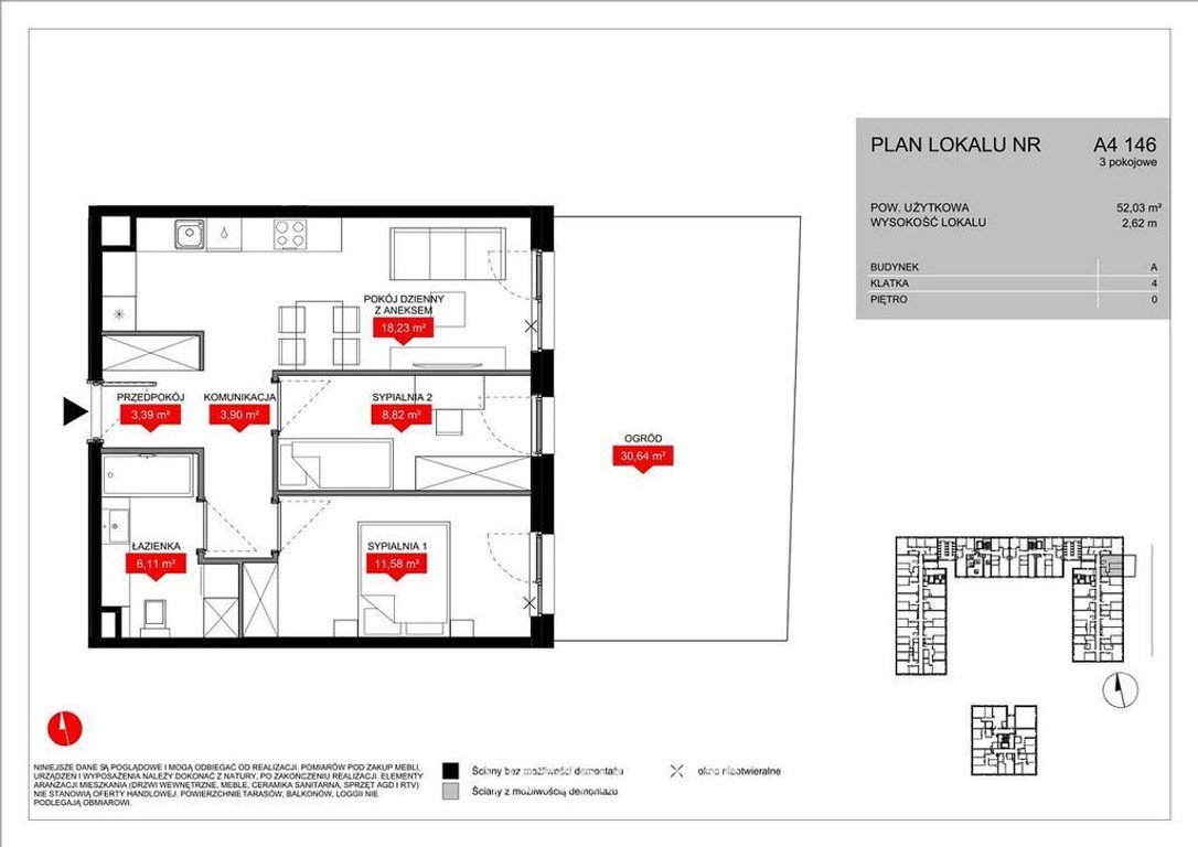 3-pokojowe mieszkanie z ogrodem | 52,03 m²|Bociana - Widok 4