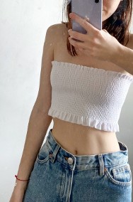 Elastyczny biały crop top Gina Tricot-2