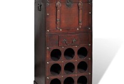 vidaXL Drewniany stojak na 9 butelek z kufrem i szufladą