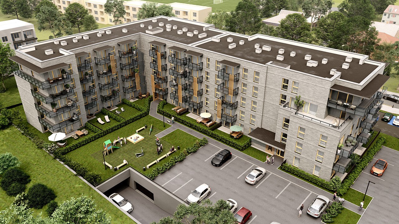 Nowoczesny apartament na parterze pow. 77,12m2 z dużym ogródkiem 121,45m2, 4pok.