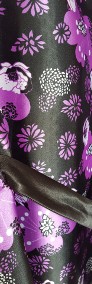 Bluzka kimono Tally Weijl M 38 czarna kwiaty białe fioletowe satynowa jedwabna-3