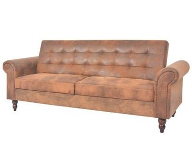 vidaXL Rozkładana sofa z podłokietnikami, sztuczny zamsz, brązowaSKU:245584*-1