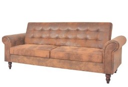 vidaXL Rozkładana sofa z podłokietnikami, sztuczny zamsz, brązowaSKU:245584*