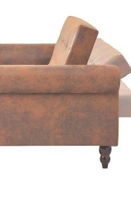 vidaXL Rozkładana sofa z podłokietnikami, sztuczny zamsz, brązowaSKU:245584*-2