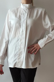 Biała koszula elegancka retro folk 42 XL 40 L bawełna koronka ludowa-2