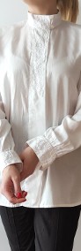 Biała koszula elegancka retro folk 42 XL 40 L bawełna koronka ludowa-3