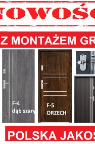 Drzwi wewnątrzklatkowe- zewnętrzne do mieszkania z montażem .Metalowe drewniane.-2