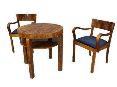 Piękny komplet Art - Deco / stolik i 2 fotele / po renowacji / antyki-1
