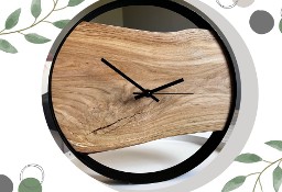 Oryginalny zegar ścienny z drewnem w stylu loft. Handmade 100%, niespotykany!