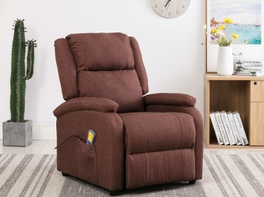 vidaXL Rozkładany fotel masujący, brązowy, tkanina248700-1