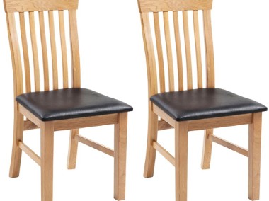 vidaXL Krzesła stołowe, 2 szt., lite drewno dębowe i sztuczna skóra 243546-1