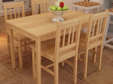 Drewniany zestaw jadalniany stół z 4 krzesłami, naturalny 241220-1