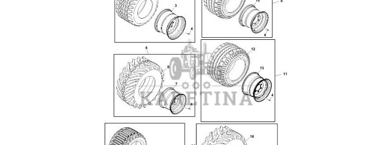 John Deere 960 - Zestaw opony i felgi DC216372 (Rama, pokrywy, róźne)-1