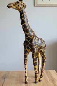 Angielskie wielkie figury Żyraf ręcznie wykonane skóra szklane oczy Vintage -2