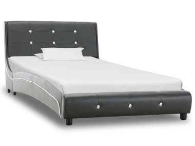 vidaXL Rama łóżka, szara, sztuczna skóra, 90 x 200 cm 280322-1