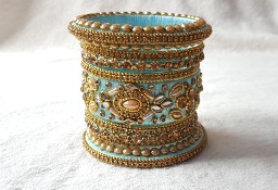 Indyjskie orientalne bransoletki bangle turkus złoto komplet bransoletka