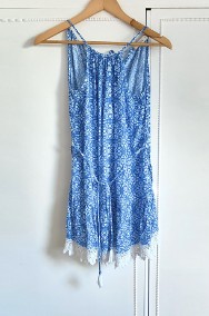 Letnia sukienka Oasis XS 34 biało niebieska wzór koronka lato wakacje-2
