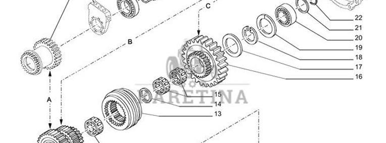 New Holland T6010 T6090 T6070 Koło zębate 38t, 34t 87396960-1