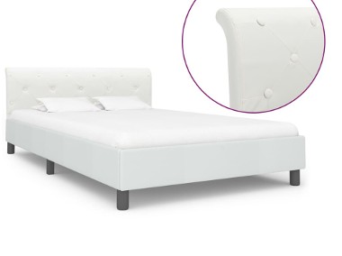 vidaXL Rama łóżka, biała, sztuczna skóra, 120 x 200 cm 284872-1