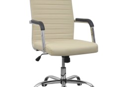 vidaXL Krzesło biurowe, sztuczna skóra, 55 x 63 cm, kremowe20125