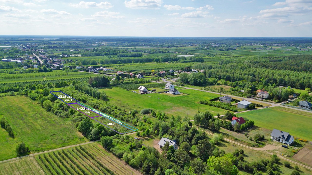 Działka 2318m z W-Z | PKP Chynów 2km | Prąd | DK50 - Widok 3