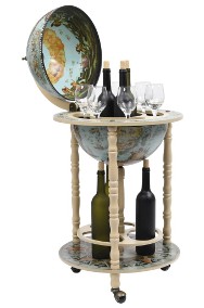 vidaXL Globobar ze stojakiem na wino, drewno eukaliptusowe, niebieski320906-2